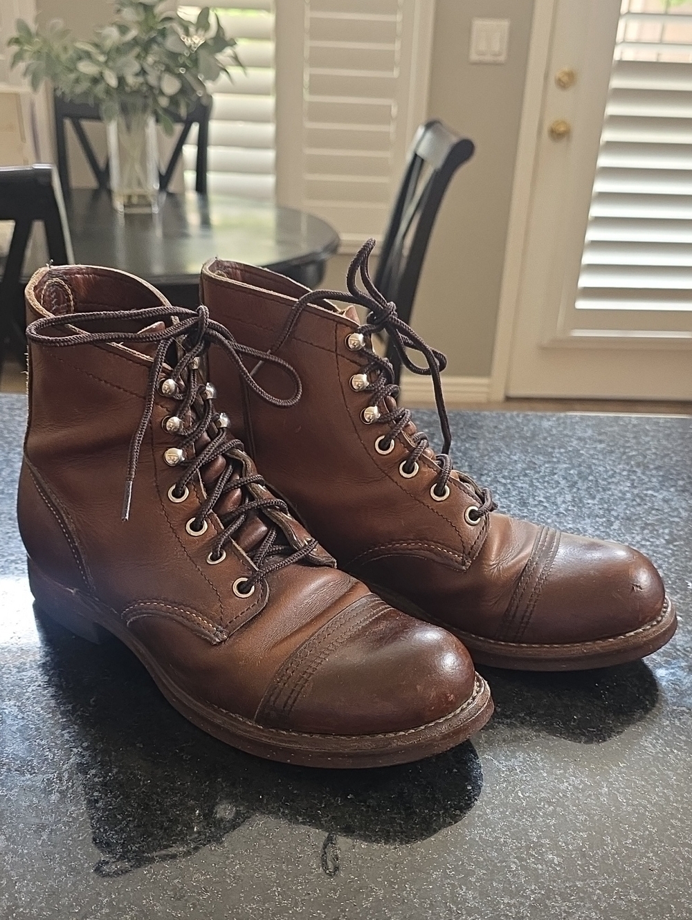 Men's Brown Leather Lace-Up Work Boots